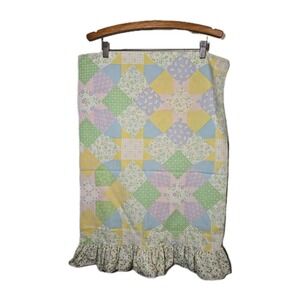 Vtg 80s Atelier Martex Gloria Vanderbilt Patchwork Floral Pillowcase Ruffled STD